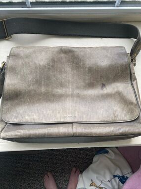 Coach 70th Anniversary Bleeker Messenger Bag Embossed Ticking Stripe Vintage